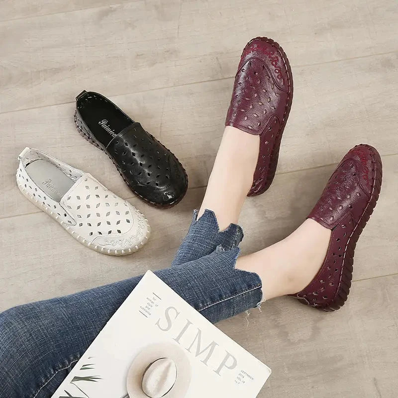 Mocassins en cuir de vache tendance pour femmes