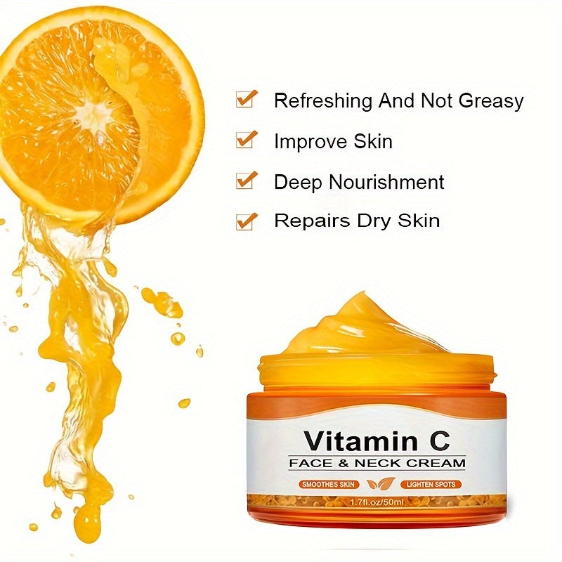 50ml Vitamin C Intensive Moisturizing Cream - Hydrates, Firms, and Nourishes All Skin Types - Alcohol-Free, Hyaluronic Acid Enriched, Anti-Drying, Unisex Adult Skin Care