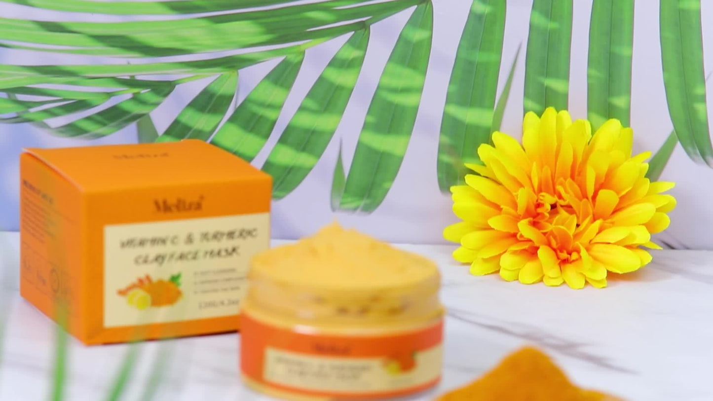 4.23oz Turmeric Vitamin C Clay Mask Face Mask Turmeric Facial Mud Mask VC Cleansing Mask Deep Cleansing Mask Skin Care Improve Blackhead Acne Even Skin Tone Mask Oil Control For Pores Large Skin Oil !