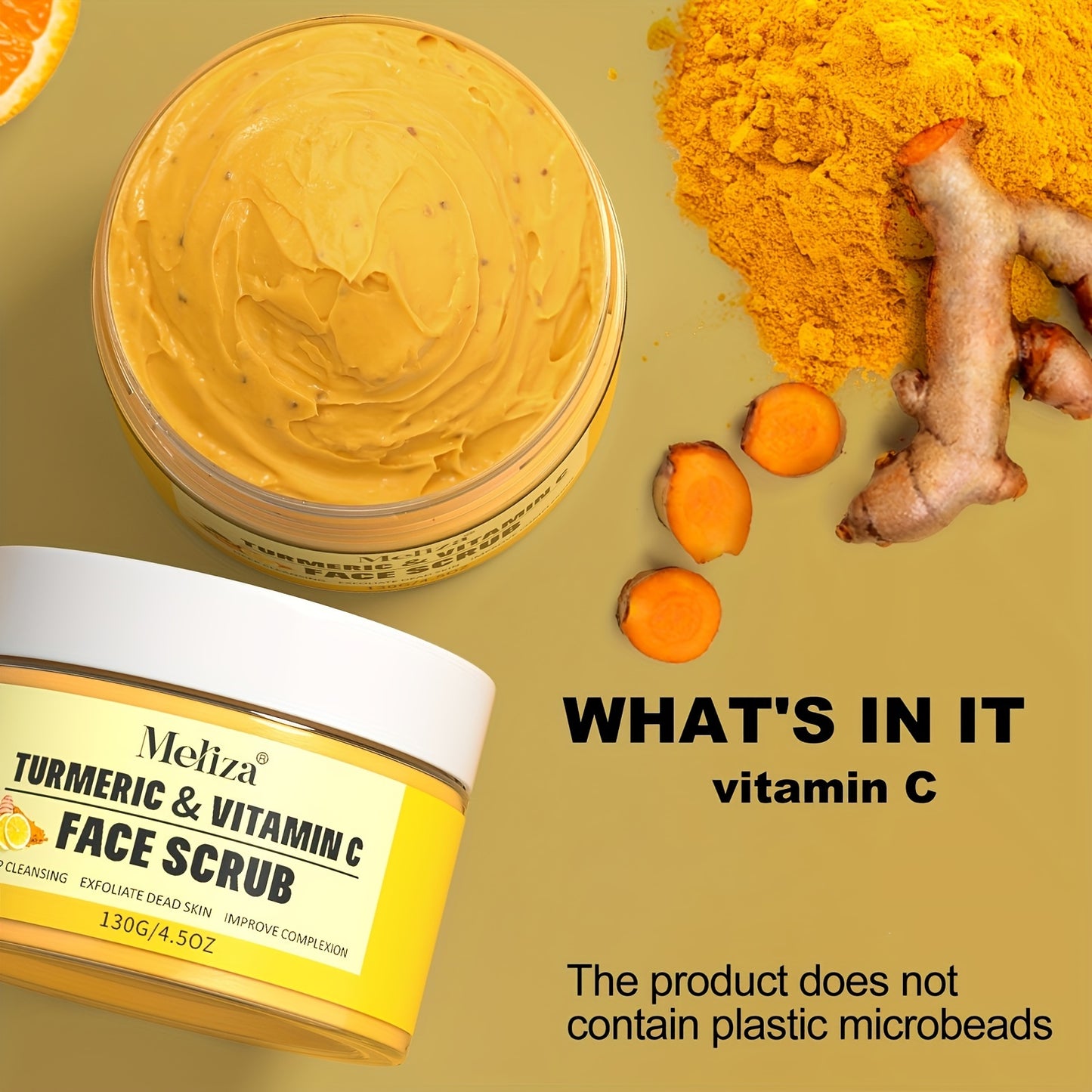 Natural Glow MicroScrub Facial Exfoliator - Rejuvenates and Brightens Skin, Removes Dead Cells, Hydrates and Soothes with Vitamin C and Turmeric - Gentle, Non-Irritating and Cruelty-Free