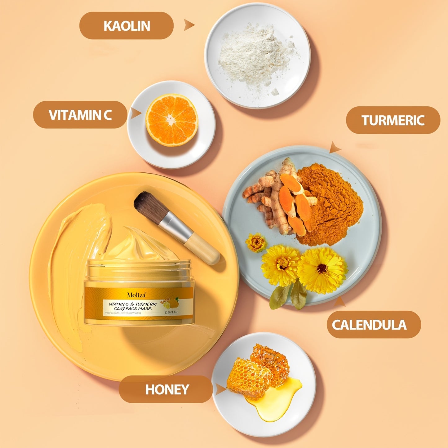 4.23oz Turmeric Vitamin C Clay Mask Face Mask Turmeric Facial Mud Mask VC Cleansing Mask Deep Cleansing Mask Skin Care Improve Blackhead Acne Even Skin Tone Mask Oil Control For Pores Large Skin Oil !