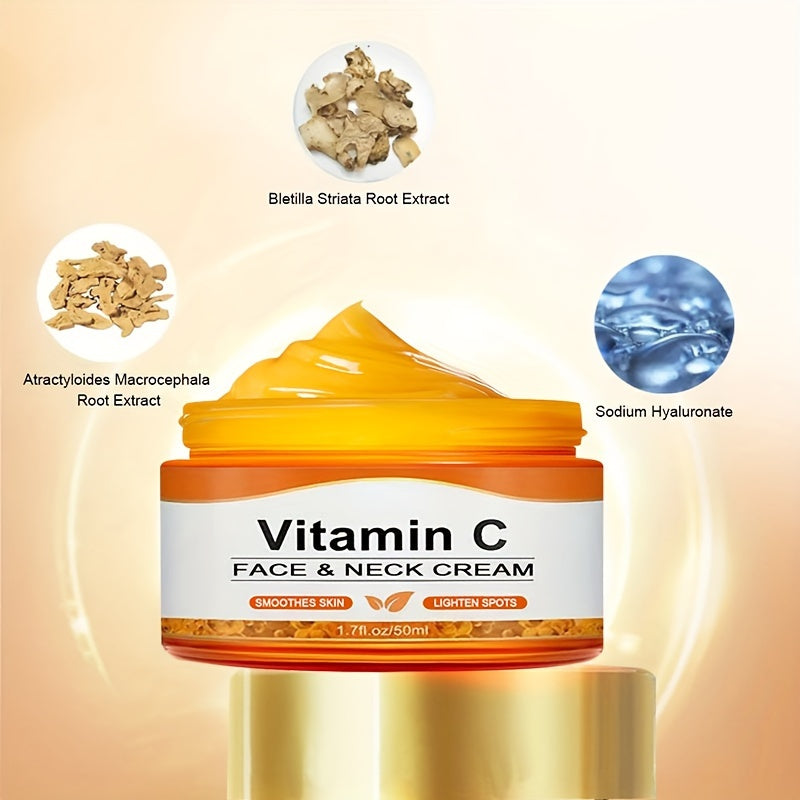50ml Vitamin C Intensive Moisturizing Cream - Hydrates, Firms, and Nourishes All Skin Types - Alcohol-Free, Hyaluronic Acid Enriched, Anti-Drying, Unisex Adult Skin Care