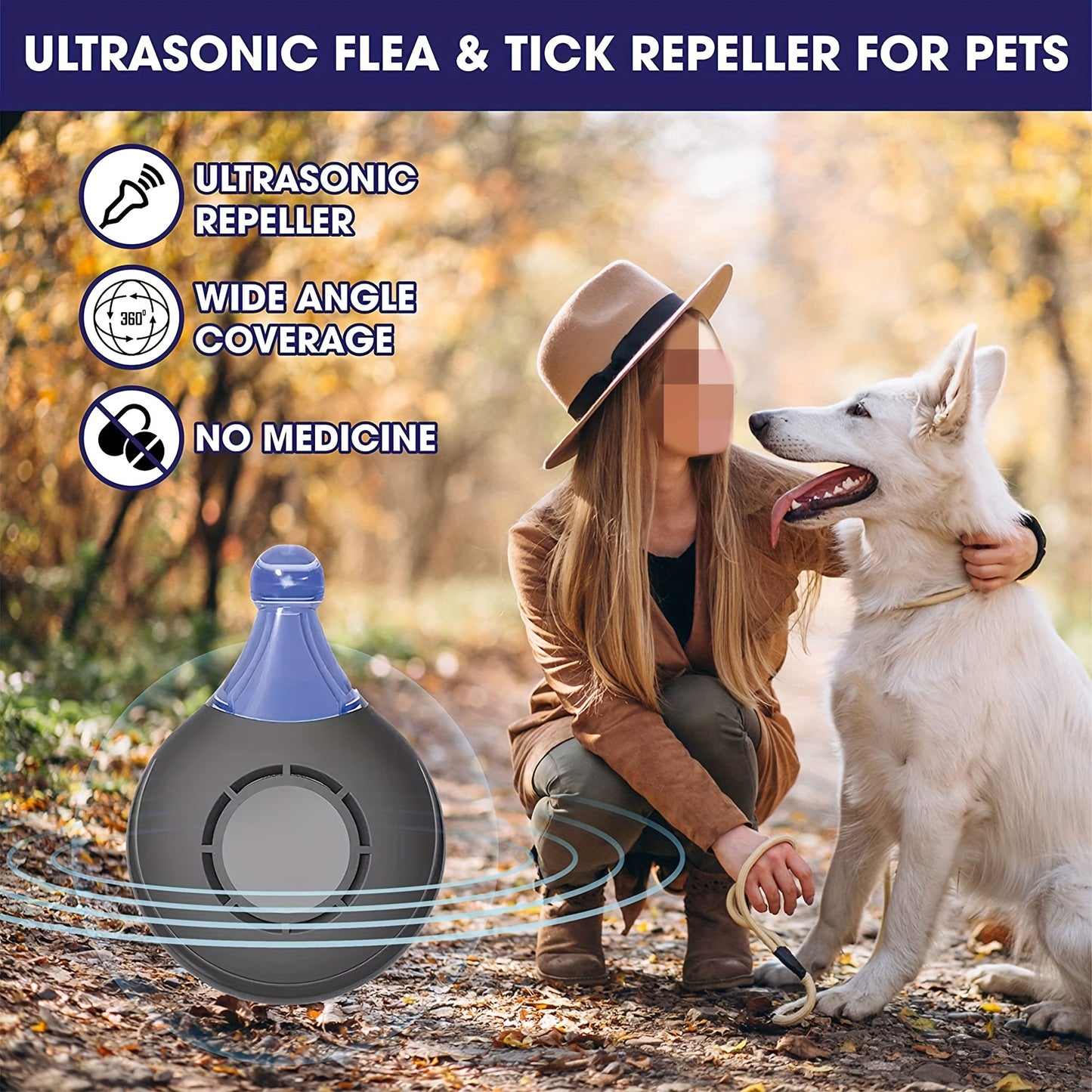 Ultrasonic Flea & Tick Repeller For Pets - Mosquito Repellent - Bug Repellent - Insect Repellent - Ultrasonic Pest Repeller - Flea And Tick Prevention For Cats & Dogs - Dog Flea & Tick Control The Flea Collar Will Protect You