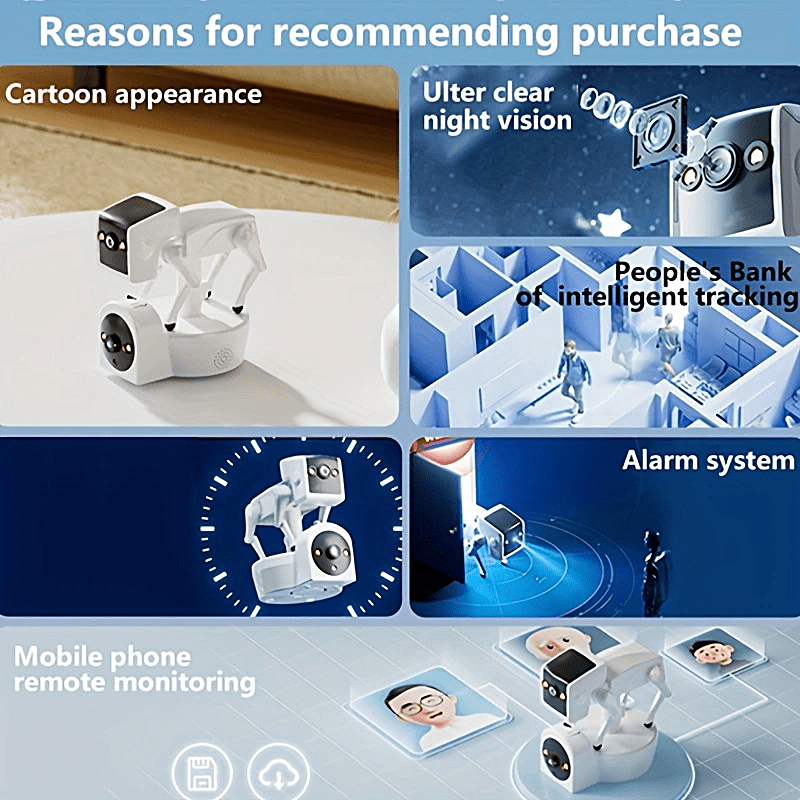 1pc Robot Dog 3MP HD Quality Upgrade Dual Camera (360° Rotation) 6 Layers Of High-definition Lens, 5G High-Speed Transmission, Support Multiple People Watch, Full Color Night Vision, HD Super Clear Night Vision, Smart Motion