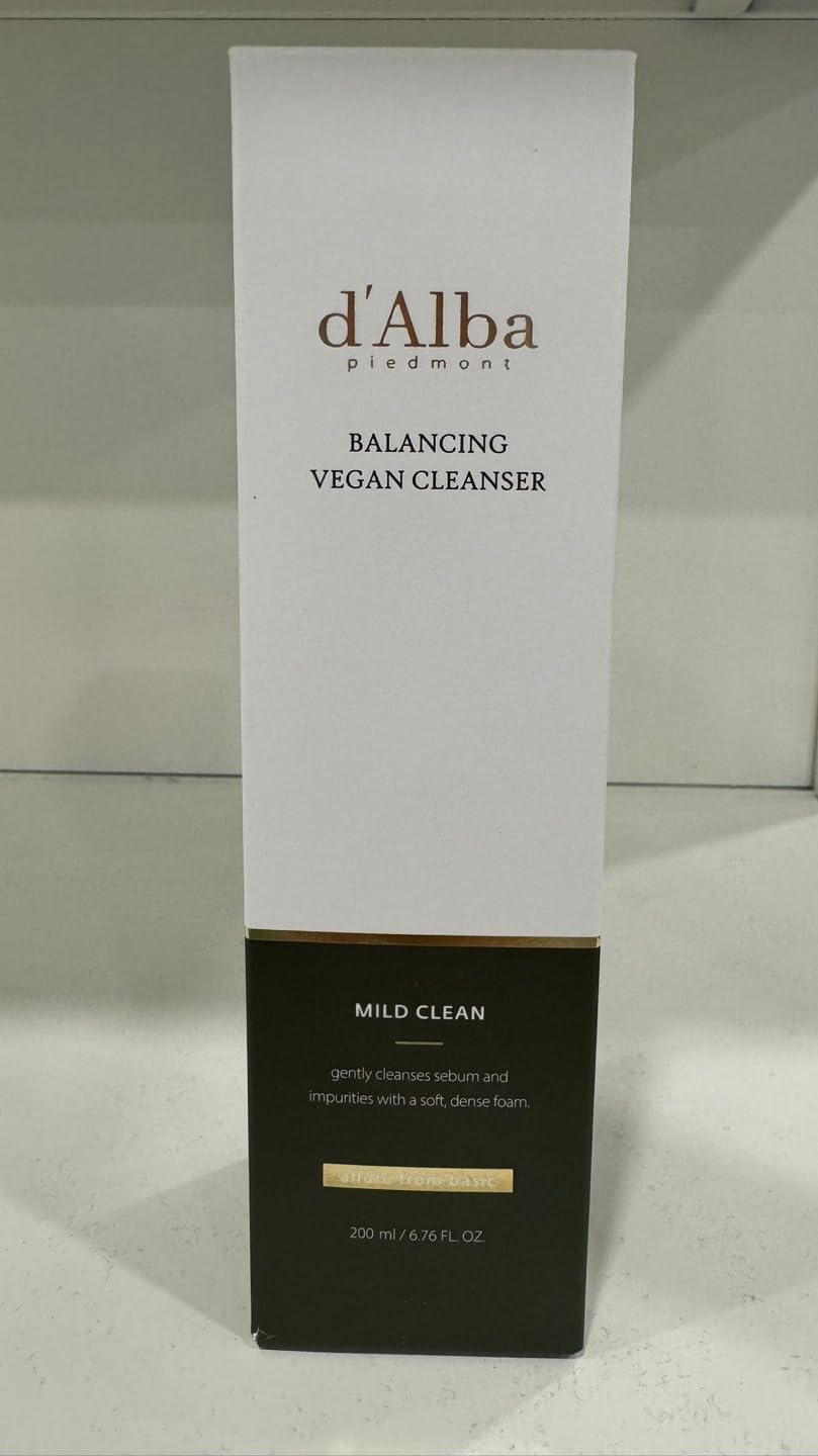 d'Alba Nettoyant Végétalien équilibré pour la peau à la truffe blanche italienne, gel nettoyant à pH doux, nettoyant hydraté et non raffermissant, Soin de la Peau Coréen