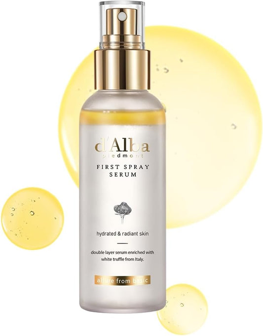 d'Alba First Spray Serum Sérum en Spray 100ml à la Truffe Blanche Italienne, Soin Végétalien, Brume Hydratante pour le Peau Radieuse, Sérum éclat, Soin Tout-en-Un