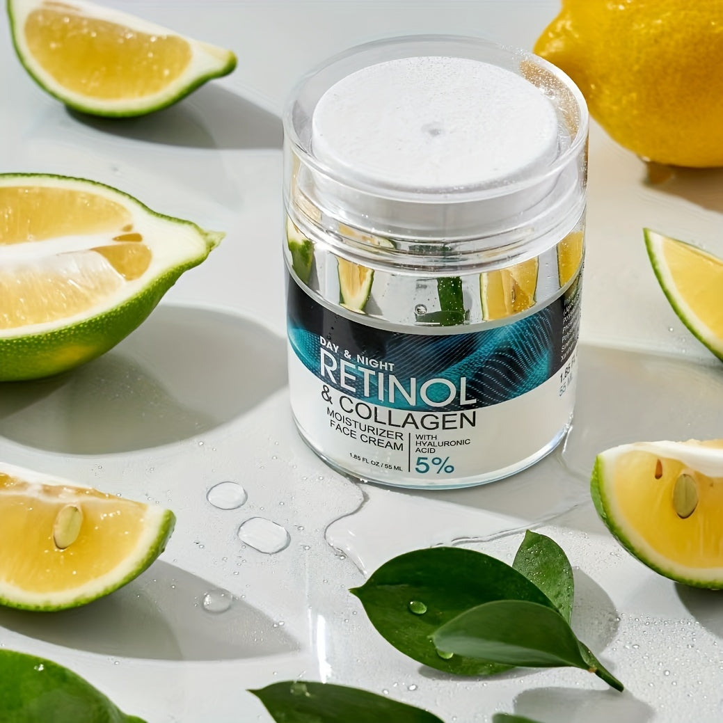 1pc 50ml Retinol Face Moisturizer, Moisturizing Cream With Collagen, Hyaluronic Acid, Vitamin C+E, Soothes Dry Skin, Improves Elasticity, Hydrating Lotion For Women And Men