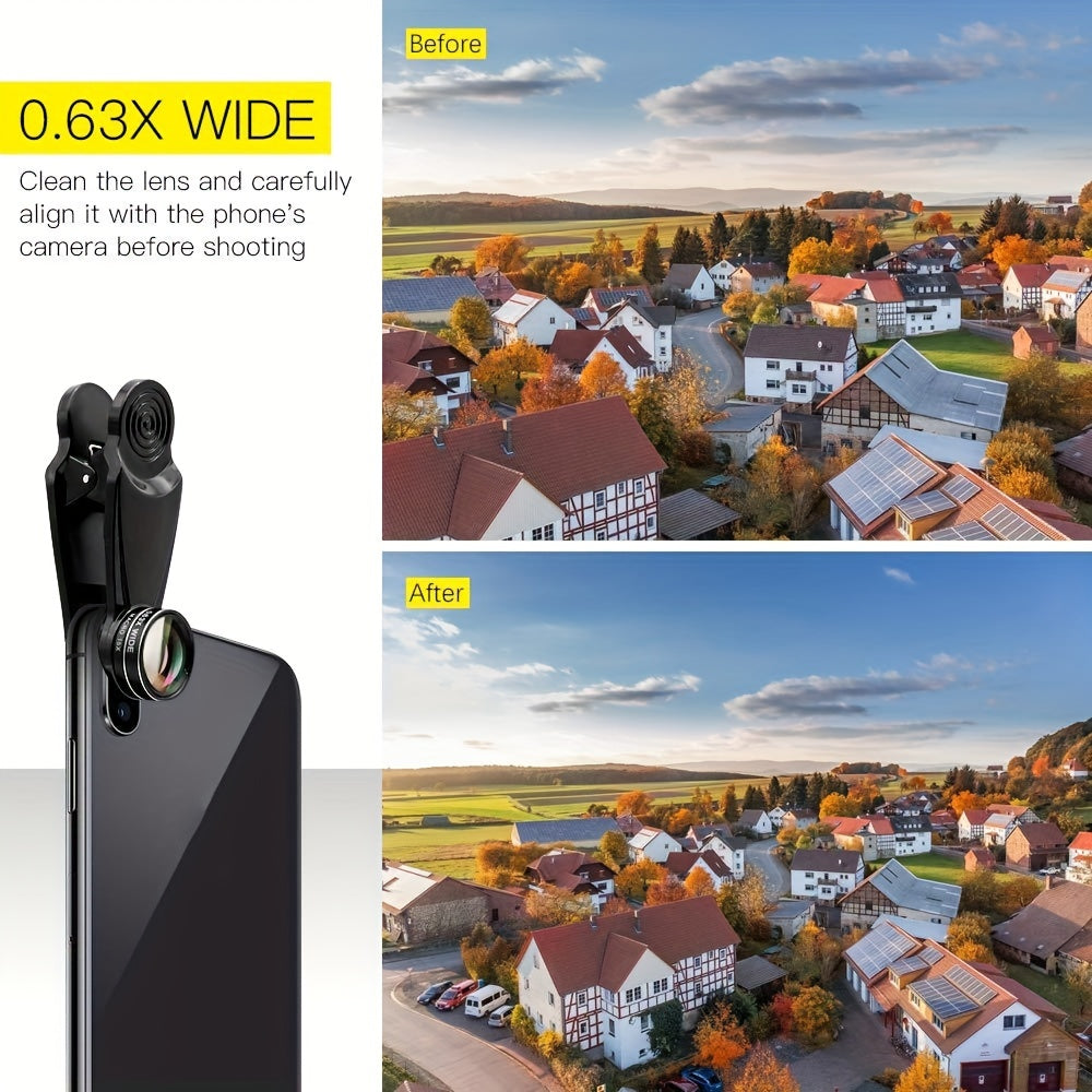 7-in-1 Professional Phone Camera Lens Kit - Capture Breathtaking Moments with 198° Fisheye, 15X Macro, 0.63X Wide Angle, 2X Long Focal, CPL, Kaleidoscope, and Starburst Lenses - Compatible with iPhone 11/12/13 and Samsung/An