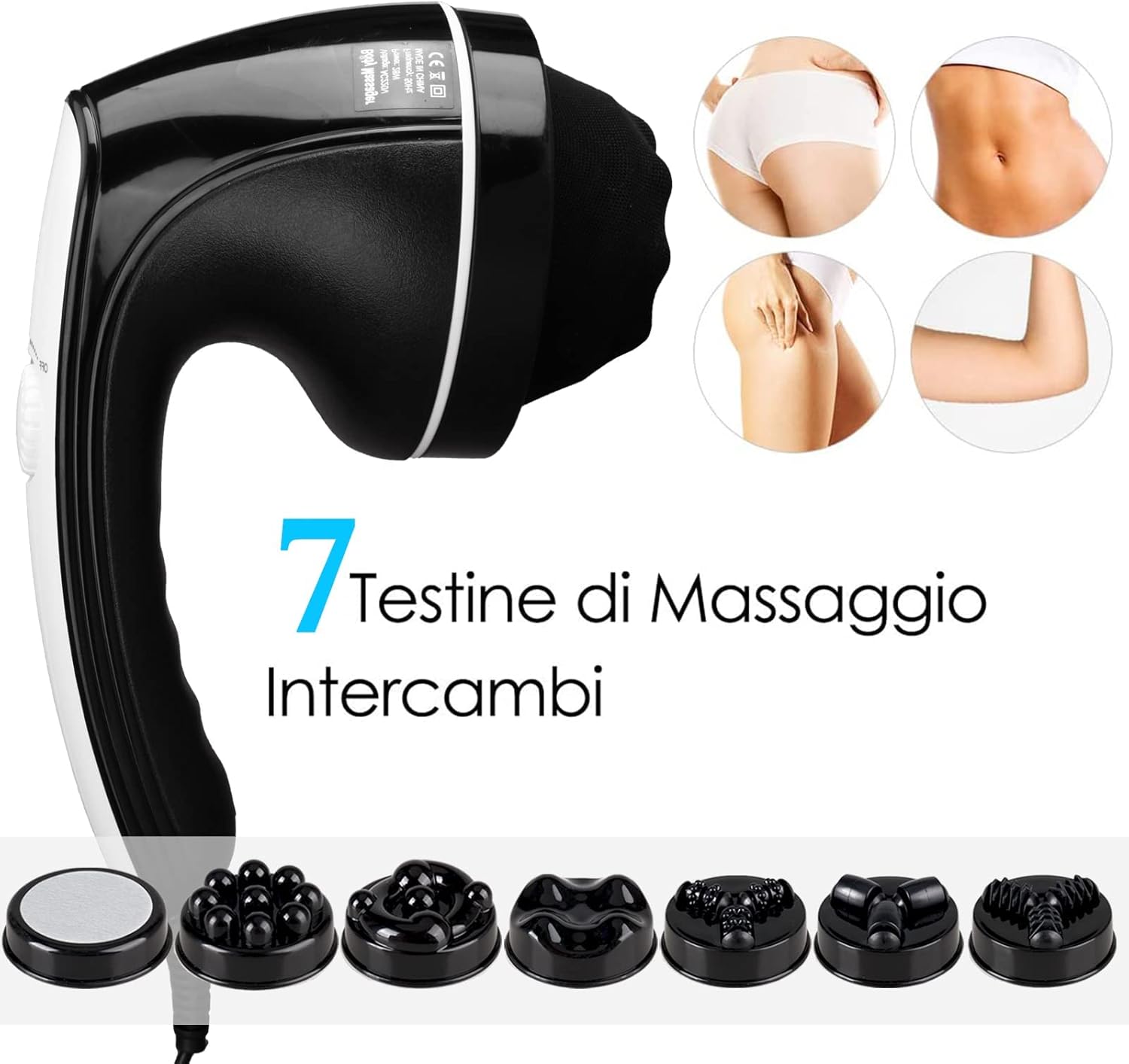 Masseur électrique 7 en 1, Appareil de Massage Anti Cellulite，7 masseurs de tête interchangeables, portables et polyvalents.
