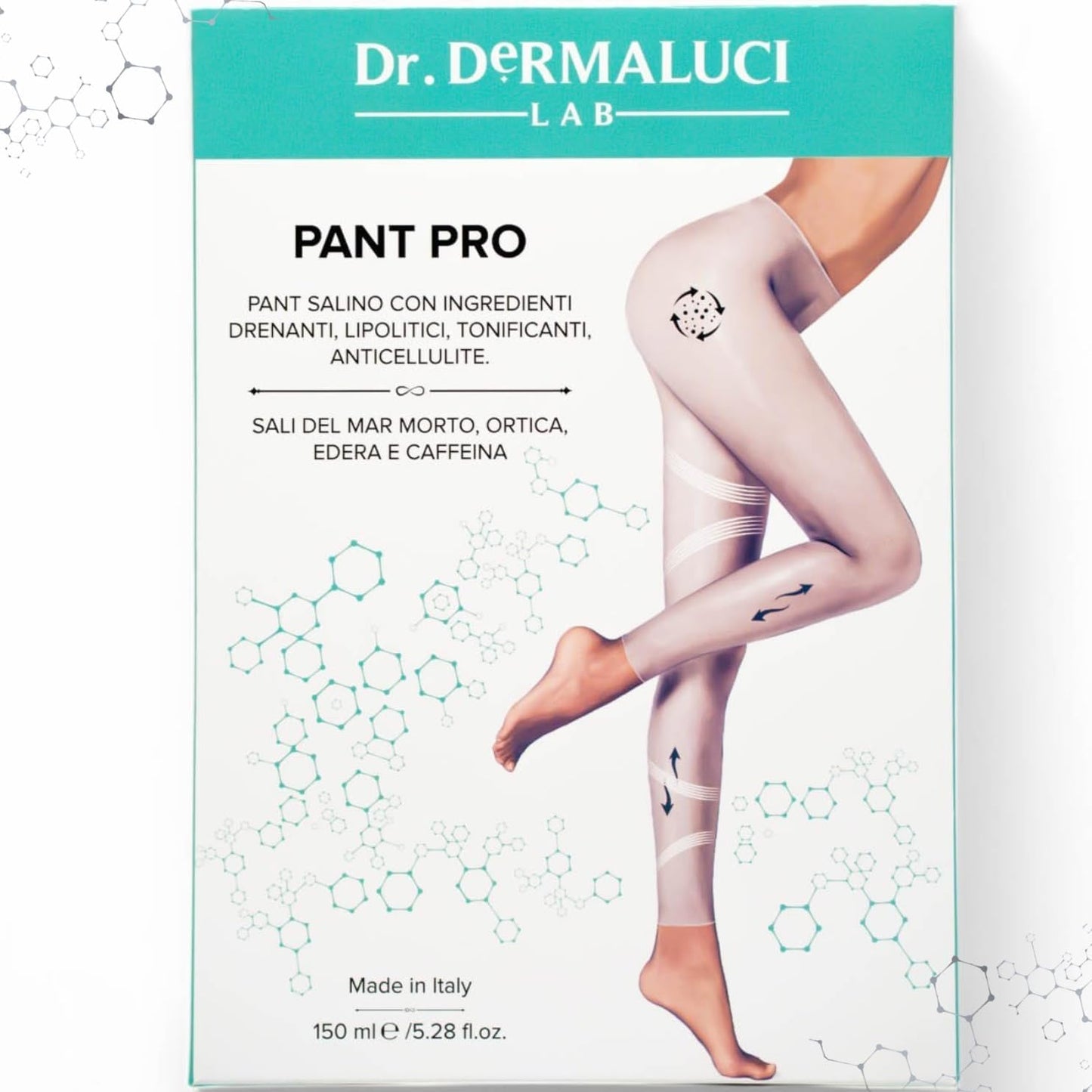 Collant Drainant Anticellulite Pantalon Salin Kit | 1 Application: 1 Pantalon Réutilisable | Sel de Mer Morte/Ortie/Lierre/Cafeina | Ingrédients Naturels | 1 Tanga Jetable + 1 Pantalon en Plastique