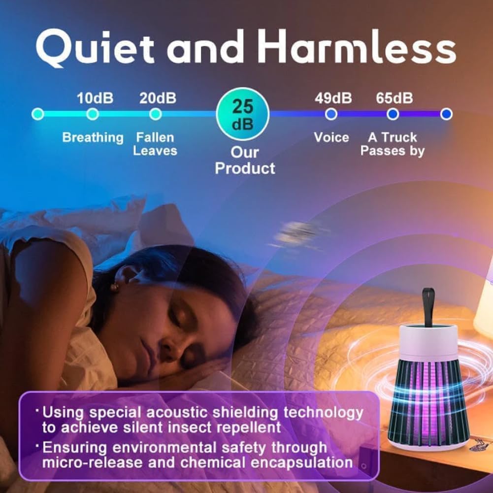 Mozz Guard, Lampe Anti-Moustiques Rechargeable USB - Attraction à 360 Degrés, Profitez d'un Confort sans Moustiques, Portable & étanche Lampe MozzGuard avec Lampe Camping Intégrées (Grey)