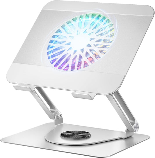 ICARE Support Ordinateur Portable avec Ventilateur PC Portable Magnétique RGB, Rotation 360°, Capacité de Charge de 10 KG et 18dB de Silence, Support pour Laptops/Tablettes Jusqu'à 17,3”
