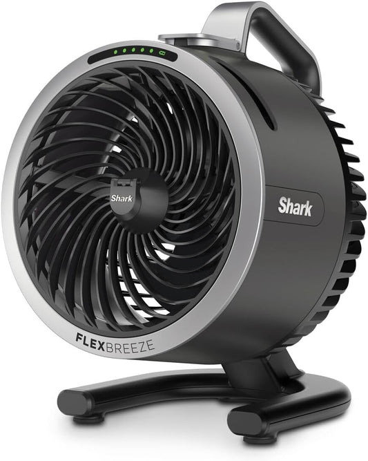 Shark FlexBreeze HydroGo, ventilateur brumisateur portable, rafraîchisseur d'air silencieux intérieur/extérieur, discret et durable, avec/sans fil, léger, flux d’air jusqu’à 20 m, charbon FA050EU