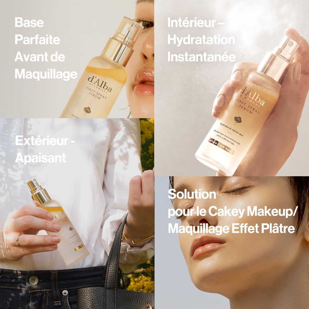 d'Alba First Spray Serum Sérum en Spray 100ml à la Truffe Blanche Italienne, Soin Végétalien, Brume Hydratante pour le Peau Radieuse, Sérum éclat, Soin Tout-en-Un