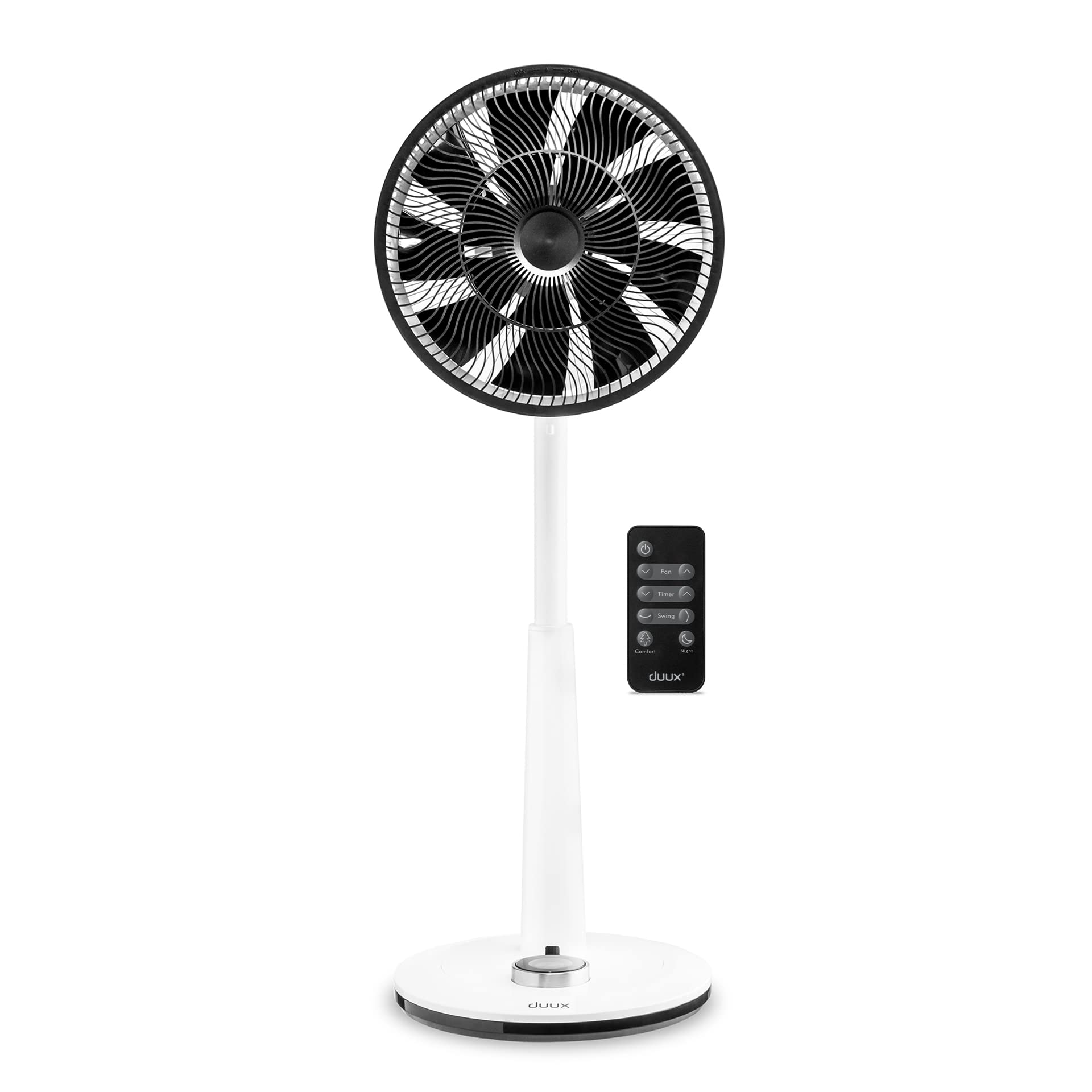 Duux Whisper 2 Gris - Ventilateur silencieux sur pied - Ventilateur sur pied avec télécommande, Minuterie et 26 vitesses - Hauteur réglable 73-95 cm - Oscillation automatique