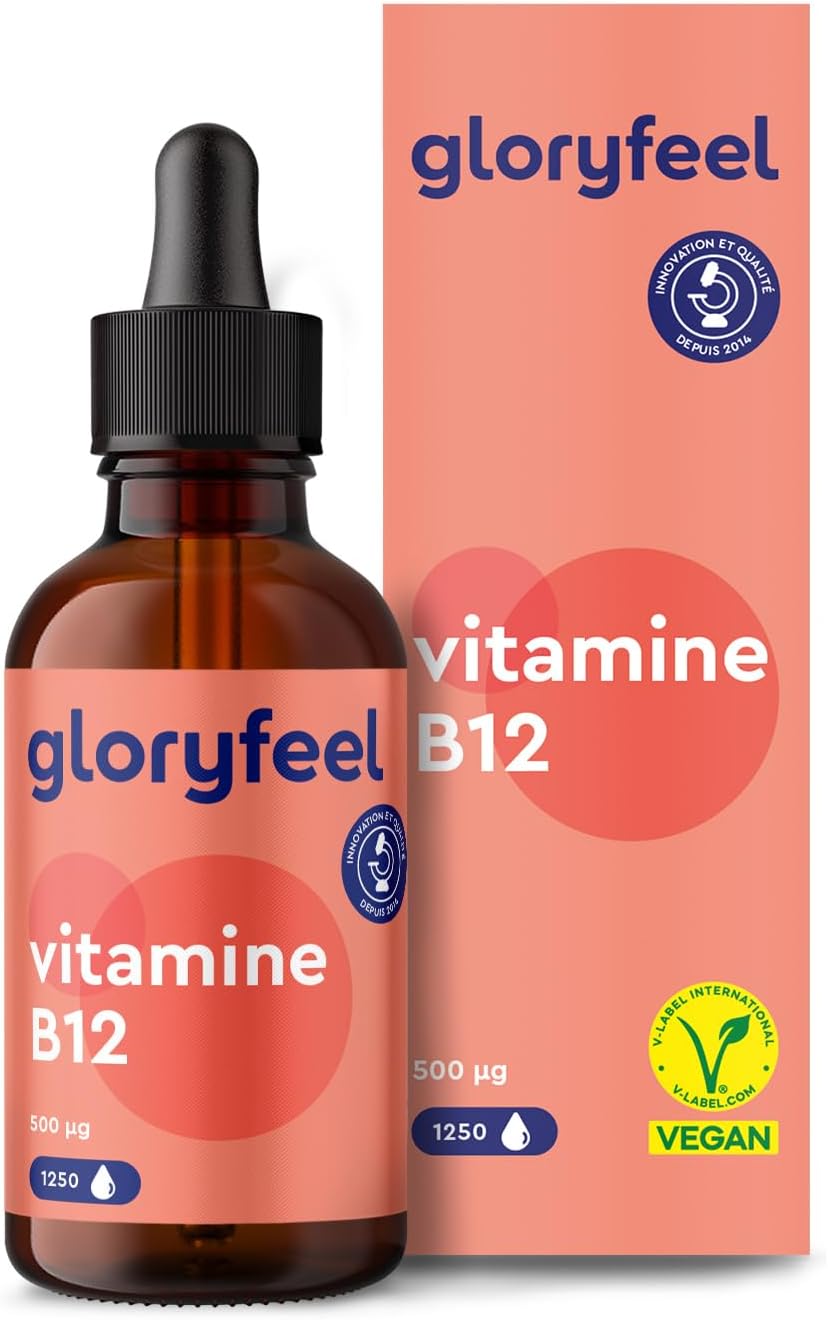 Vitamine B12 en Gouttes 50 ml (1250 Gouttes), Vitamin B12 1000 μg, 50ml, 2 Formes Actives Méthylcobalamine & Adénosylcobalamine, Absorption Efficace, Testé en Laboratoire, 100% Végane et Sans Alcool