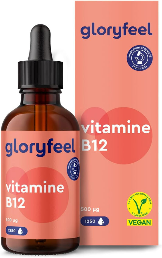 Vitamine B12 en Gouttes 50 ml (1250 Gouttes), Vitamin B12 1000 μg, 50ml, 2 Formes Actives Méthylcobalamine & Adénosylcobalamine, Absorption Efficace, Testé en Laboratoire, 100% Végane et Sans Alcool