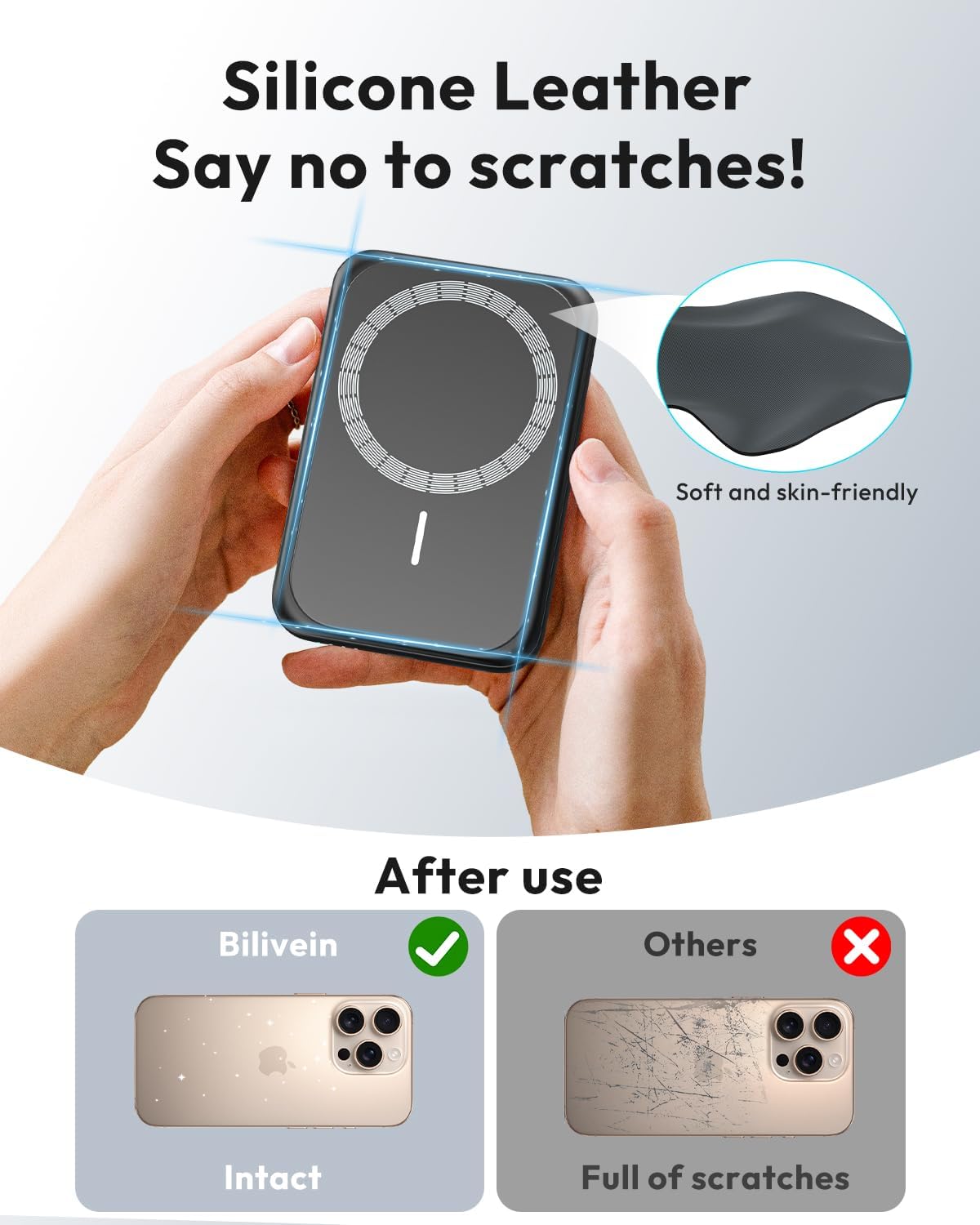 Bilivein Batterie Externe sans Fil - 20W Magnetique Power Bank Charge Rapide - 10000mAh Induction Chargeur Portable - Mag-safe Baterie Externe avec USB-C Input/Output pour iPhone 16/15/14/13/12 (Noir)