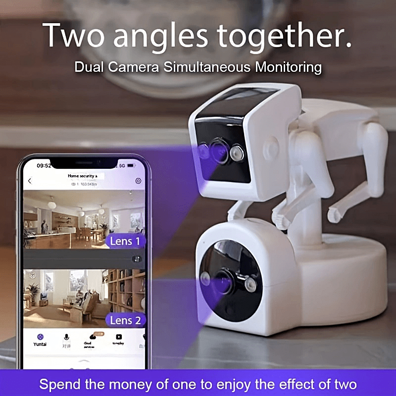 1pc Robot Dog 3MP HD Quality Upgrade Dual Camera (360° Rotation) 6 Layers Of High-definition Lens, 5G High-Speed Transmission, Support Multiple People Watch, Full Color Night Vision, HD Super Clear Night Vision, Smart Motion