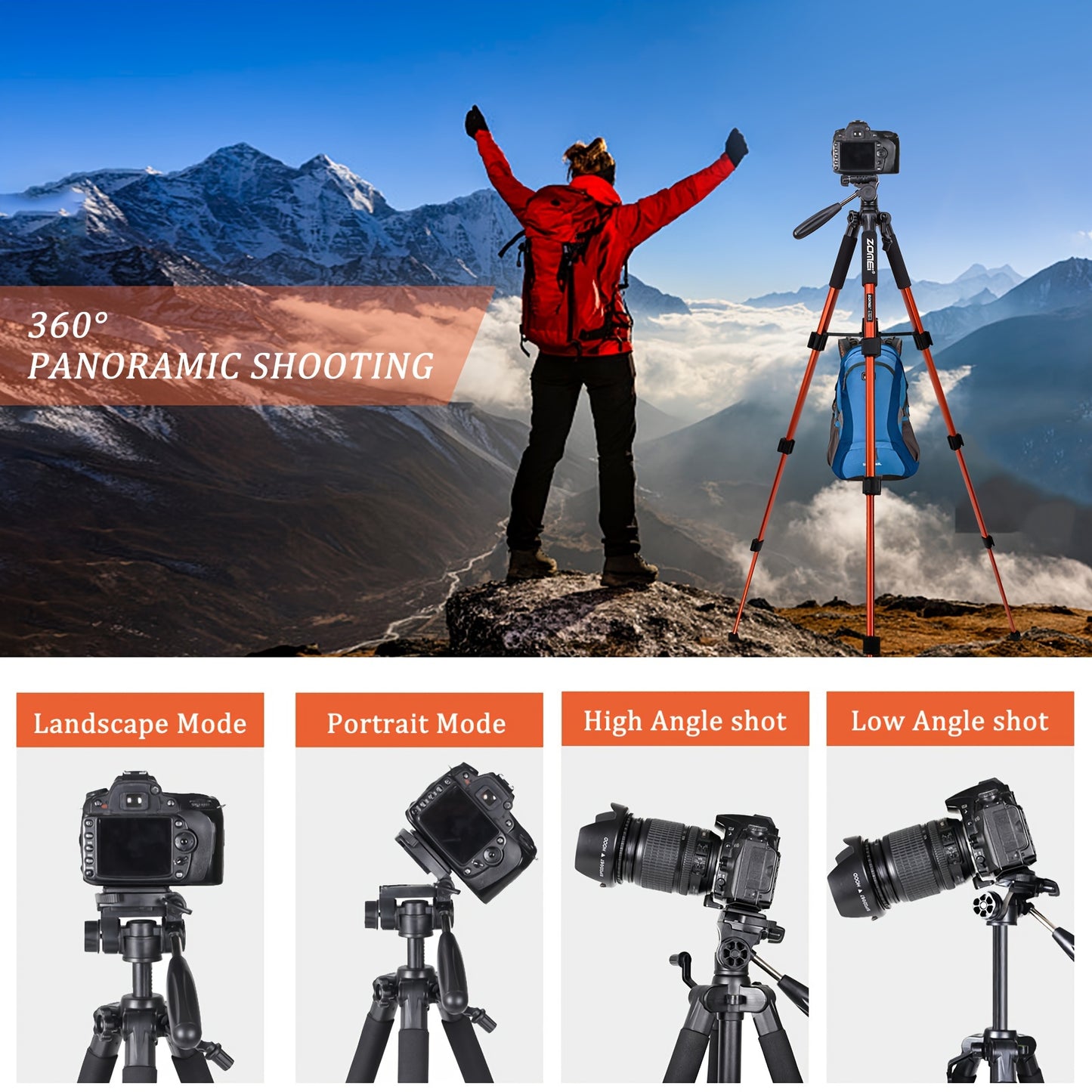 1pc Camera Tripod, 55in Tripod For Camera, Tripod Stand For Video Recording Photo Vlogging, Travel Bag For DSLR Camera Phone Projectors Lasers