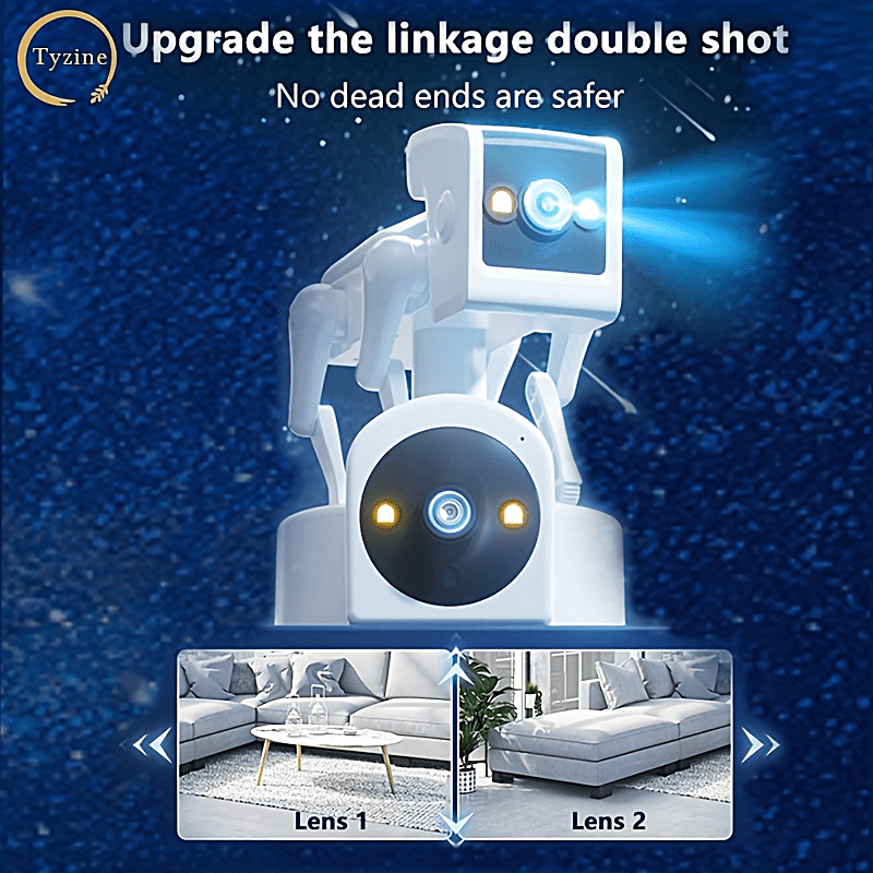 1pc Robot Dog 3MP HD Quality Upgrade Dual Camera (360° Rotation) 6 Layers Of High-definition Lens, 5G High-Speed Transmission, Support Multiple People Watch, Full Color Night Vision, HD Super Clear Night Vision, Smart Motion