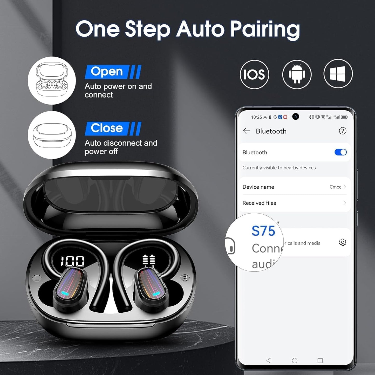 AI Ecouteur Traducteur Instantané, 50H Bluetooth 5.4 Oreillette Traducteur Instantané avec 164 Langues/6 Modes de Traduction, 3 in 1 AI Écouteur Traducteur Vocal Instantané pour Voyage/Affaires/Études