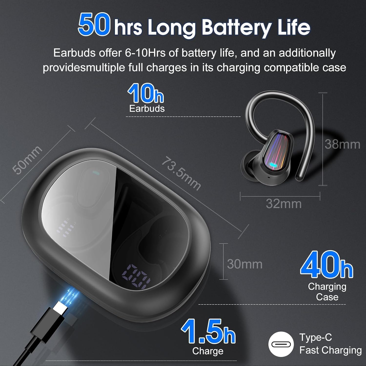AI Ecouteur Traducteur Instantané, 50H Bluetooth 5.4 Oreillette Traducteur Instantané avec 164 Langues/6 Modes de Traduction, 3 in 1 AI Écouteur Traducteur Vocal Instantané pour Voyage/Affaires/Études