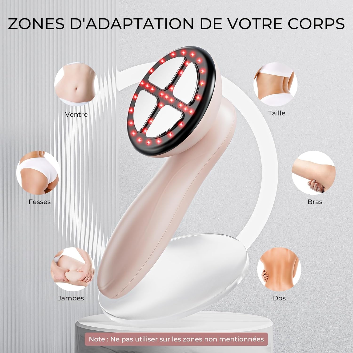 Depsoul Appareil de Massage Masseur Anti Cellulite, 4 Têtes de Multifonctionnel Anti Cellulite pour la Taille, le Ventre, Fesses, Bras, Unisexe, Lifte, Resserre et Masse la Peau (Rose)