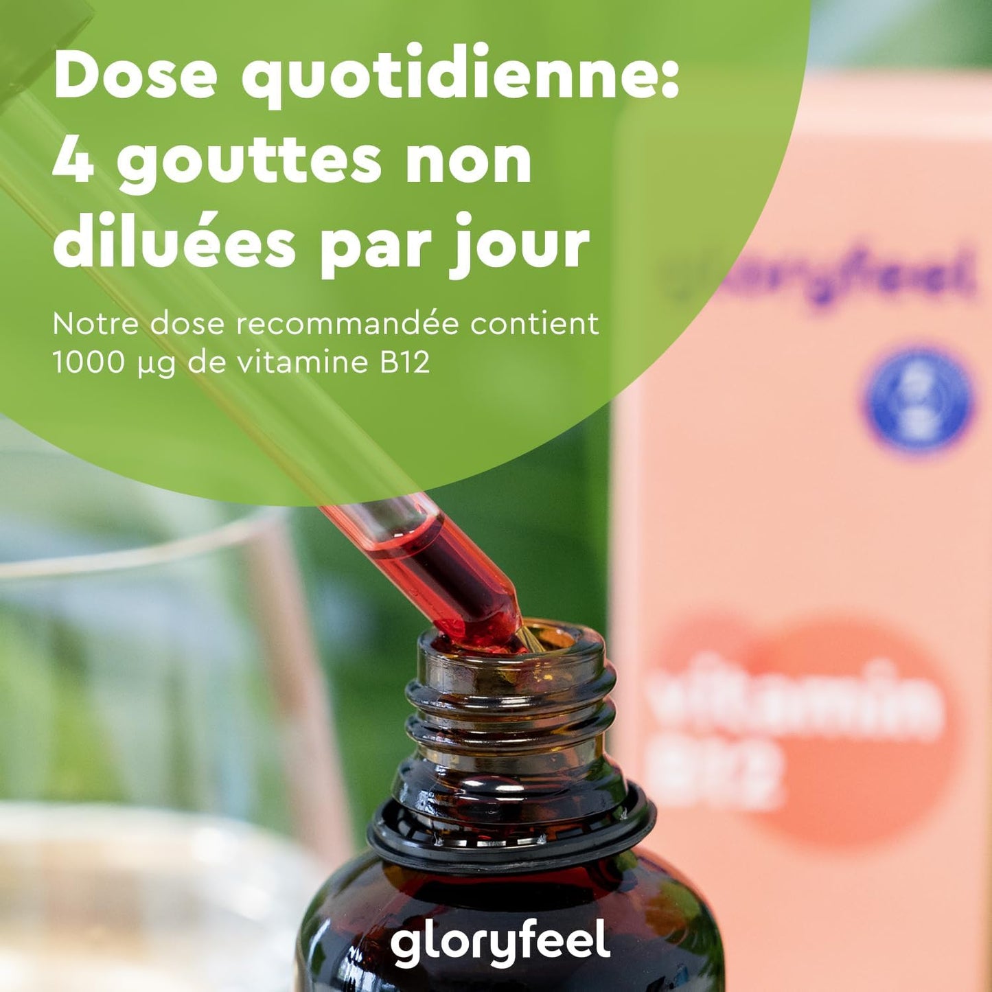 Vitamine B12 en Gouttes 50 ml (1250 Gouttes), Vitamin B12 1000 μg, 50ml, 2 Formes Actives Méthylcobalamine & Adénosylcobalamine, Absorption Efficace, Testé en Laboratoire, 100% Végane et Sans Alcool