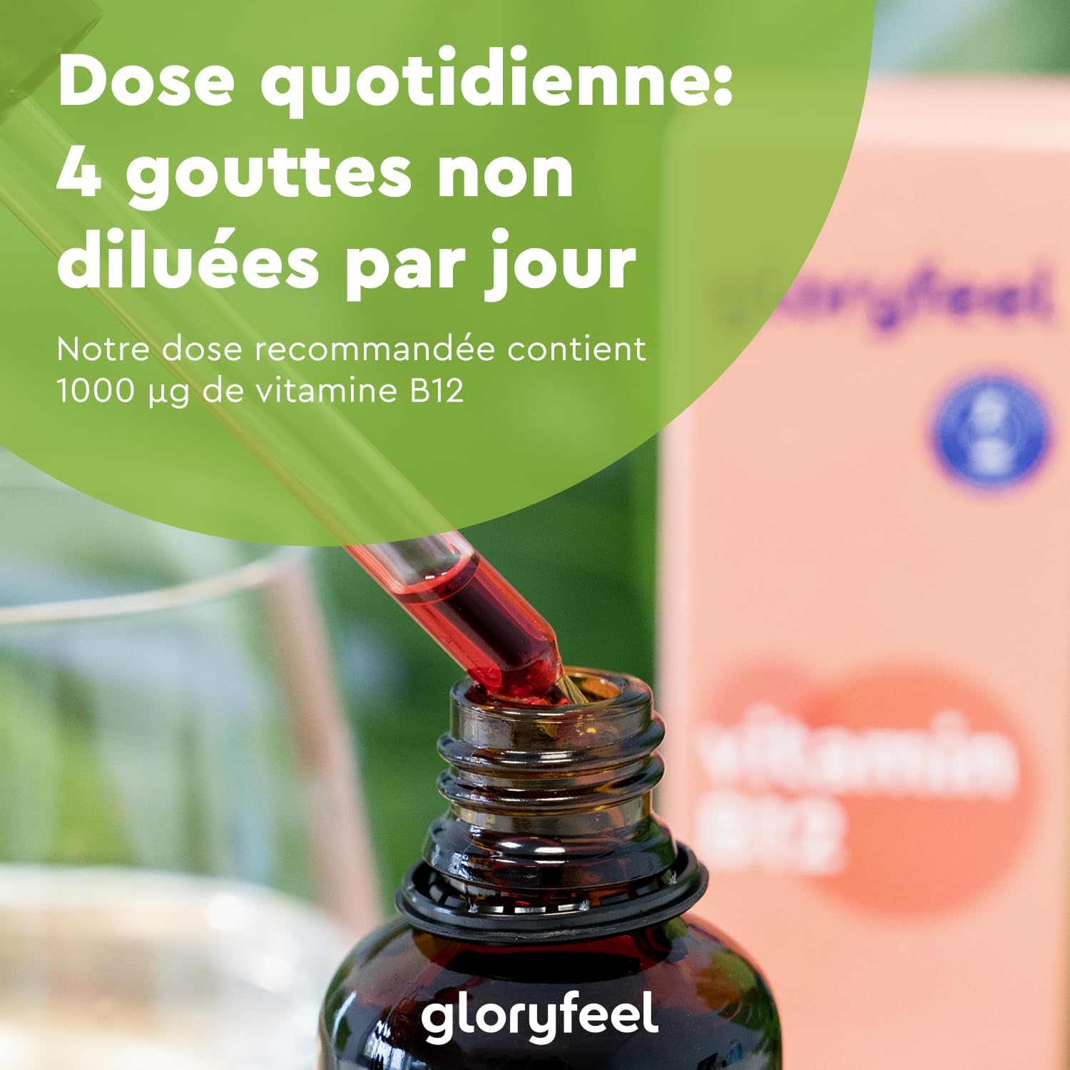 Vitamine B12 en Gouttes 50 ml (1250 Gouttes), Vitamin B12 1000 μg, 50ml, 2 Formes Actives Méthylcobalamine & Adénosylcobalamine, Absorption Efficace, Testé en Laboratoire, 100% Végane et Sans Alcool