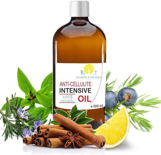 Powerful Anti-Cellulite Oil 500ml | Slimming and Firming | Penetrates 6 Times More Effectively | Stretch Marks Prevention | 100% Natural, Strong Essential Oils