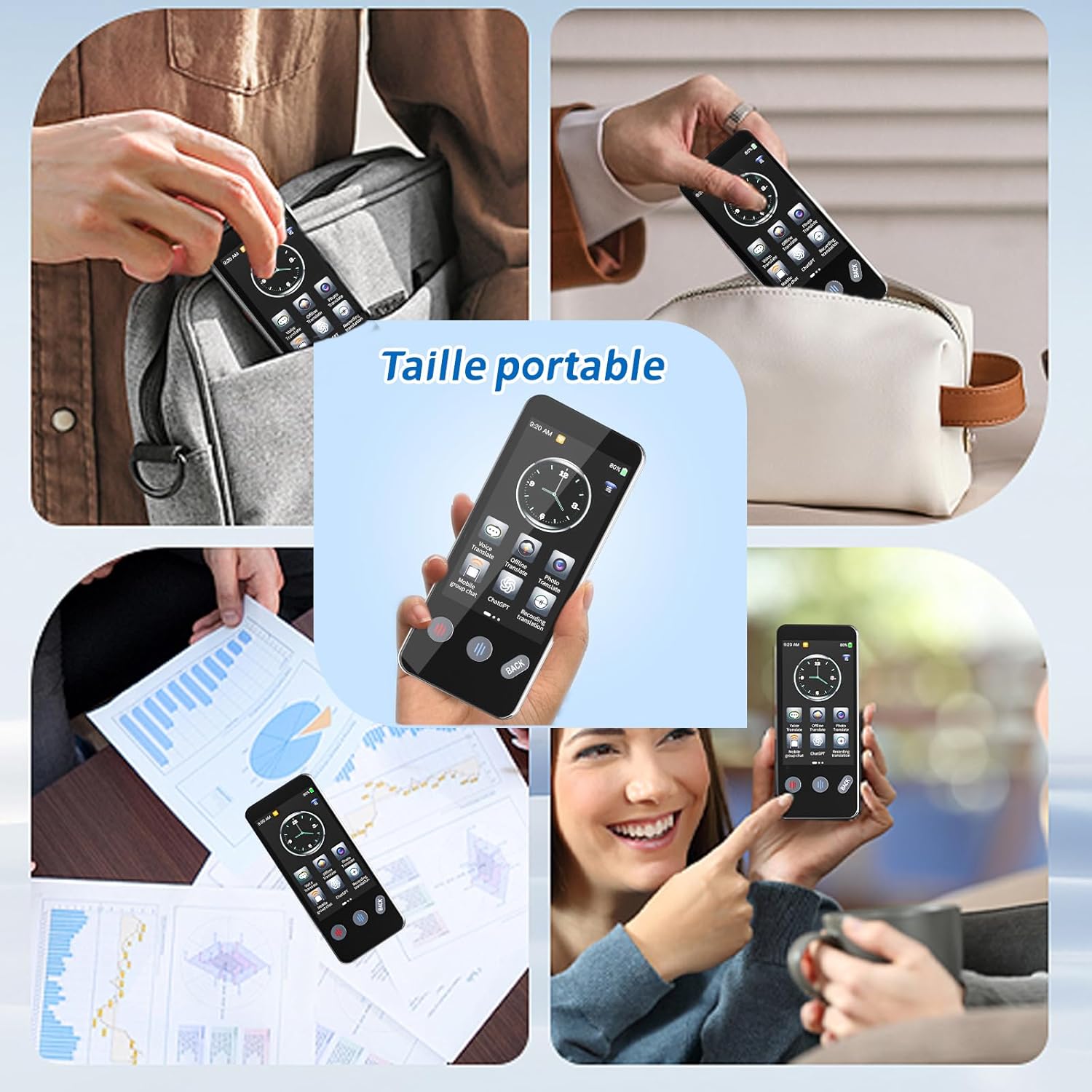 Appareil de Traduction Langue, Traducteur AI Intelligent de 143 Langues avec,Traduction Hors Ligne et Traduction Bidirectionnelle Instantanée,apprendre les cadeaux d'affaires de voyage