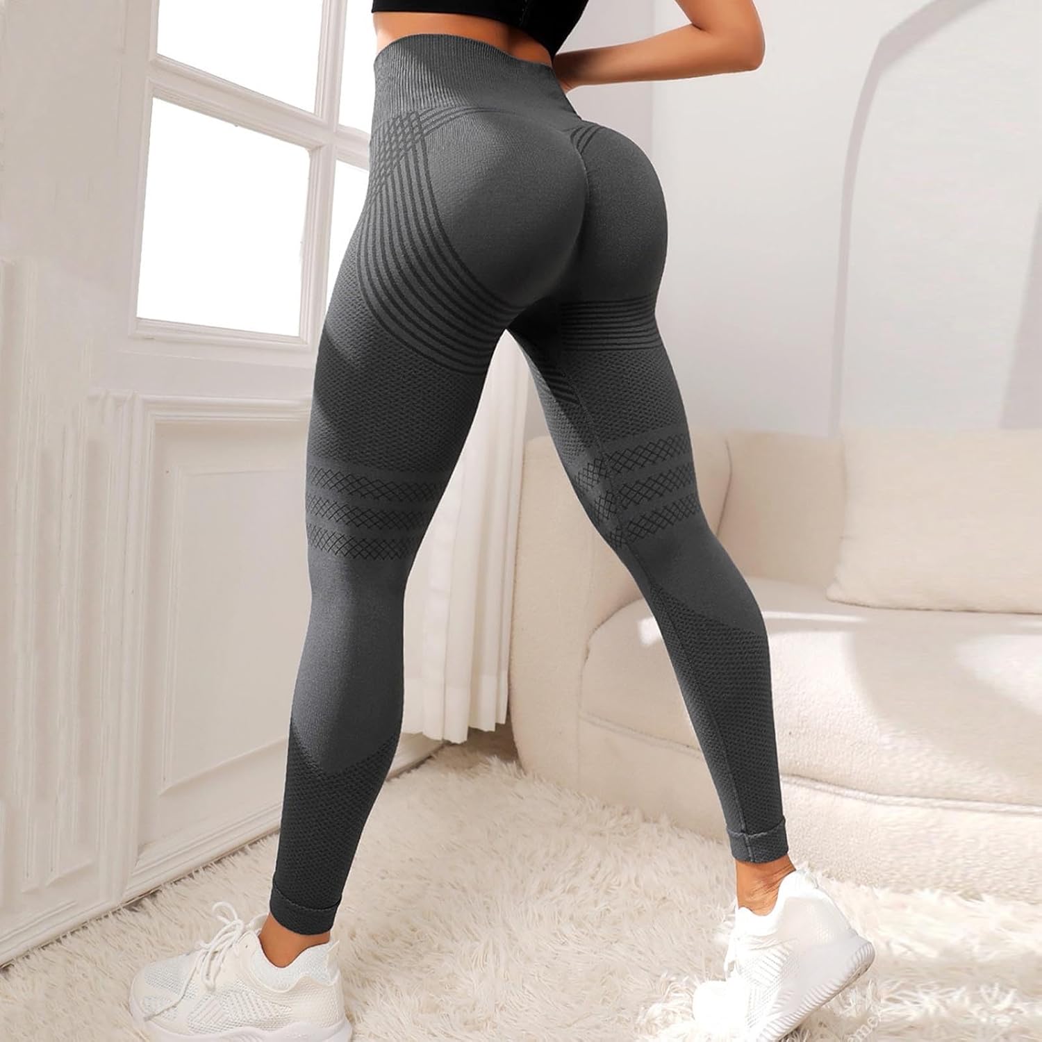 Plumi Leggings à Compression 3D Anti Cellulite Amaigrissant Minceur Leggings Femme Taille Haute sans Couture Push-Up Opaque Yoga Fitness Pantalon Sport