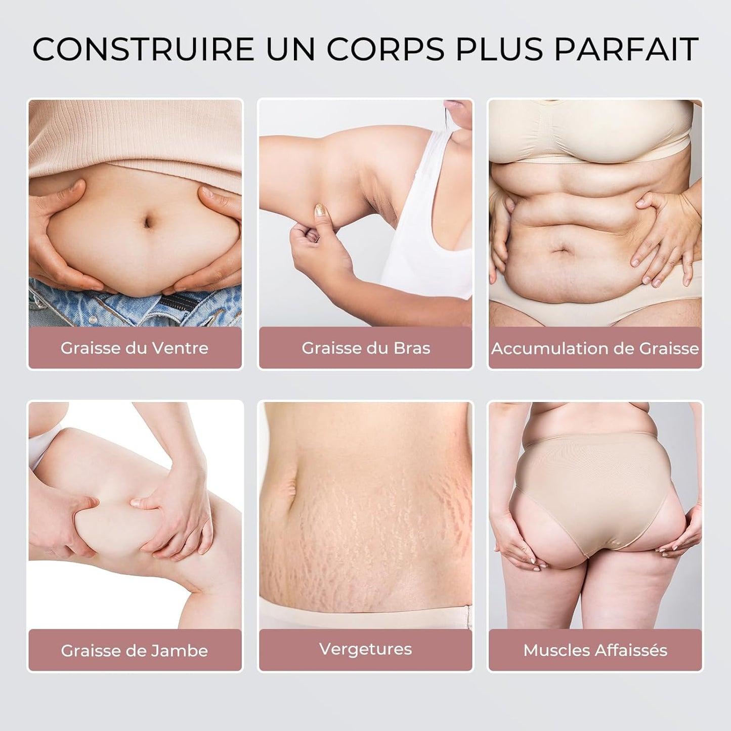 Depsoul Appareil de Massage Masseur Anti Cellulite, 4 Têtes de Multifonctionnel Anti Cellulite pour la Taille, le Ventre, Fesses, Bras, Unisexe, Lifte, Resserre et Masse la Peau (Rose)