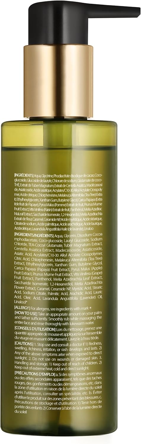 d'Alba Nettoyant Végétalien équilibré pour la peau à la truffe blanche italienne, gel nettoyant à pH doux, nettoyant hydraté et non raffermissant, Soin de la Peau Coréen