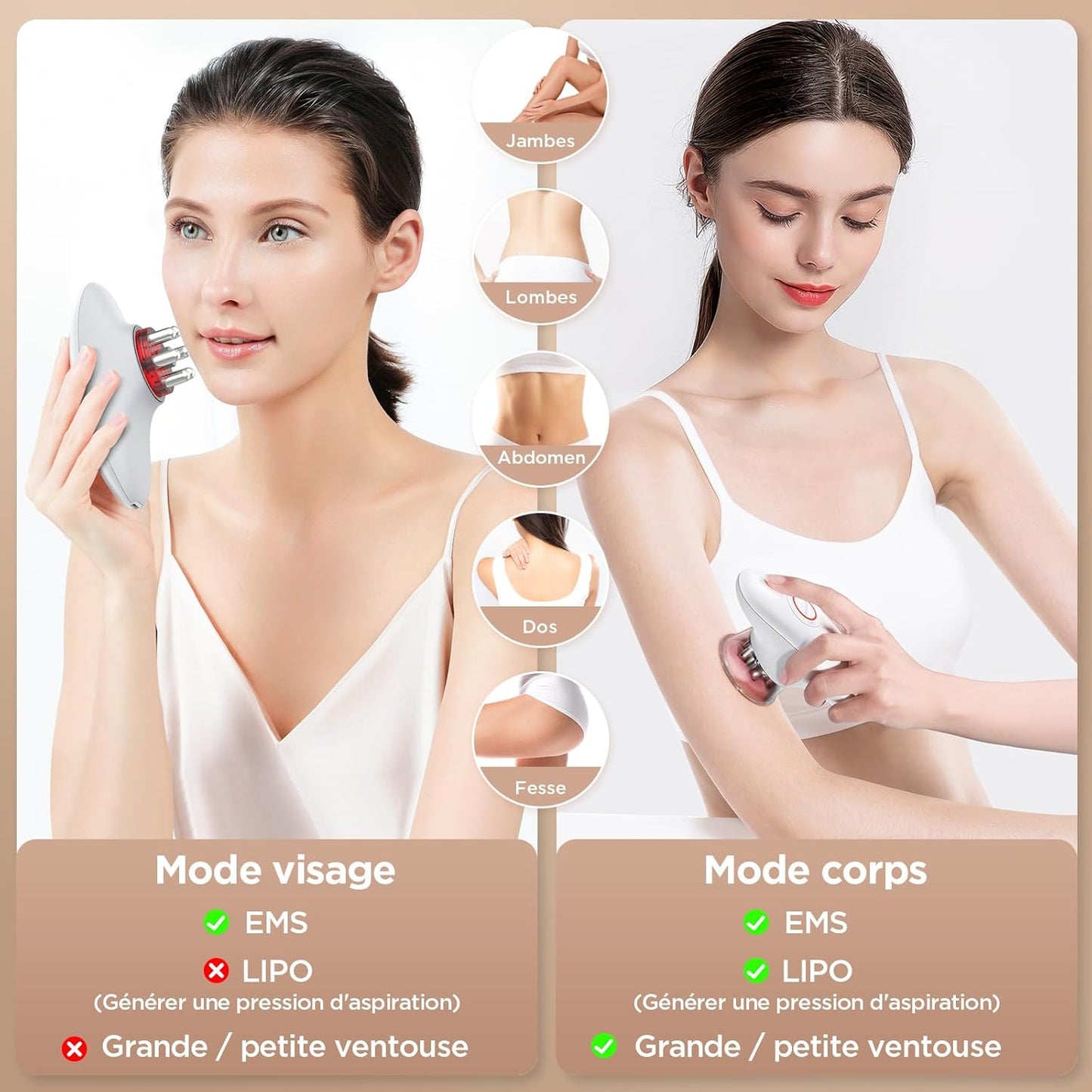 MYCARBON Masseur Anti Cellulite à Ventouse Électrique Palper-rouler Automatique Appareil Massage Infrarouge Minceur Aspiration Liposuccion Raffermissement pour Visage, Ventre, Cuisses, Bras, Jambes