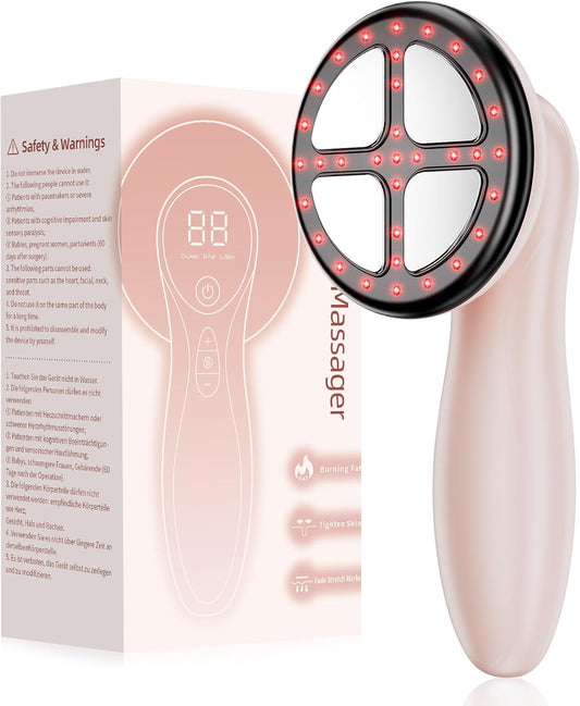 Depsoul Appareil de Massage Masseur Anti Cellulite, 4 Têtes de Multifonctionnel Anti Cellulite pour la Taille, le Ventre, Fesses, Bras, Unisexe, Lifte, Resserre et Masse la Peau (Rose)