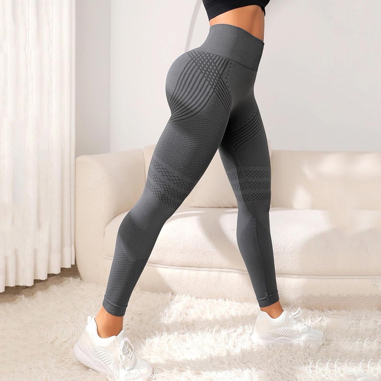 Plumi Leggings à Compression 3D Anti Cellulite Amaigrissant Minceur Leggings Femme Taille Haute sans Couture Push-Up Opaque Yoga Fitness Pantalon Sport