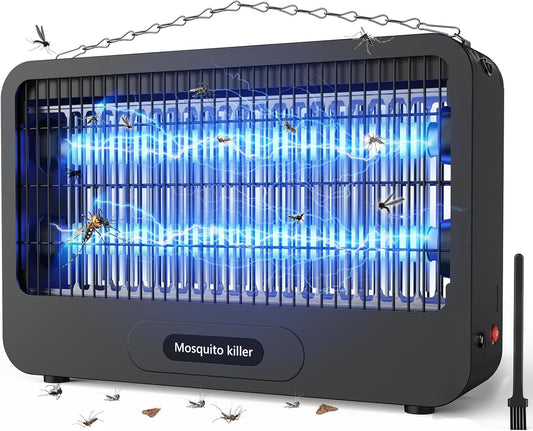 Lampe Anti Moustique, Tue Mouche Électrique 20W 3500V, Piège Moustique avec Chaîne Métallique, Sécurisé, Éco-Énergétique et Silencieuse, pour Intérieur et Extérieur (100m²)