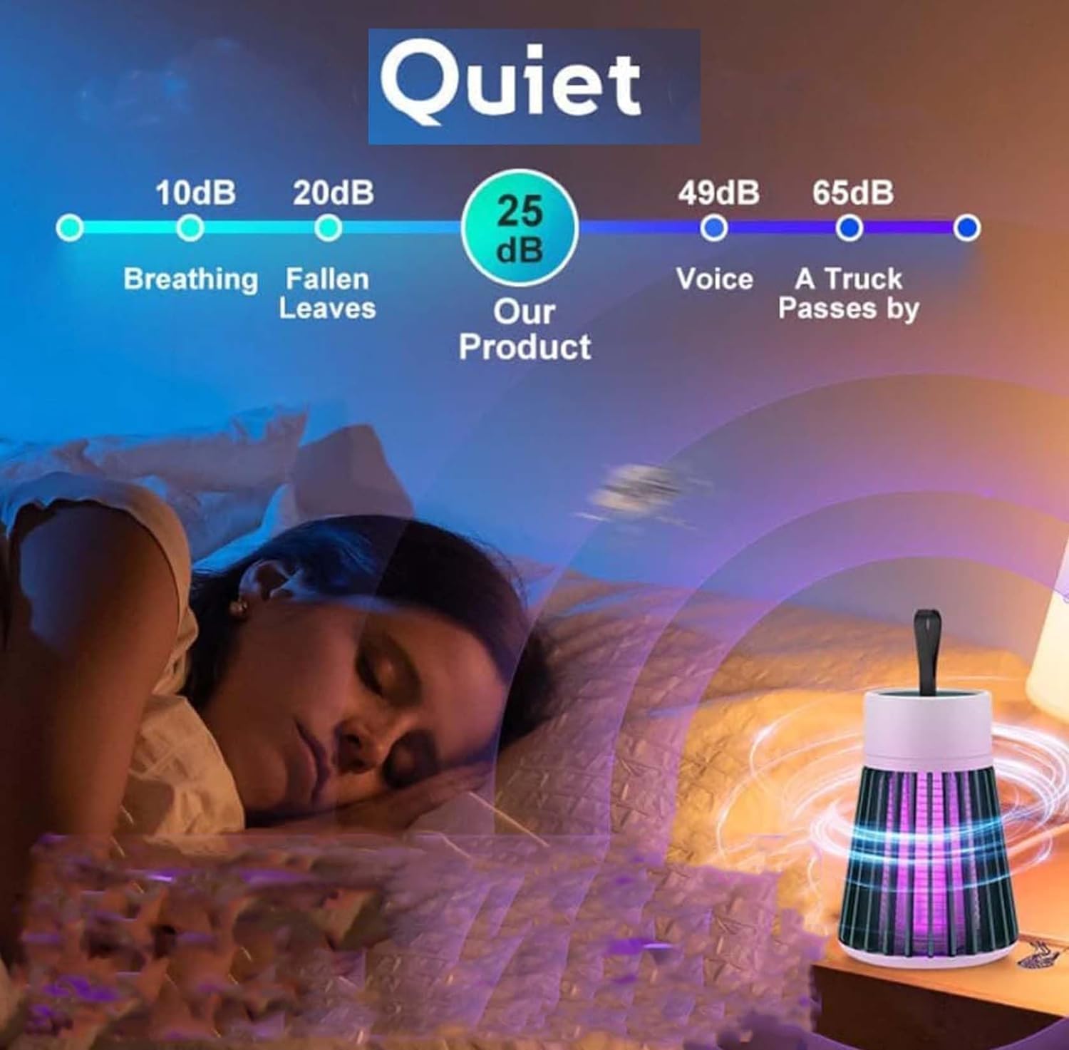 MozzGuard 2025 Lampe anti-moustiques imperméable pour extérieur avec batterie portable Gris
