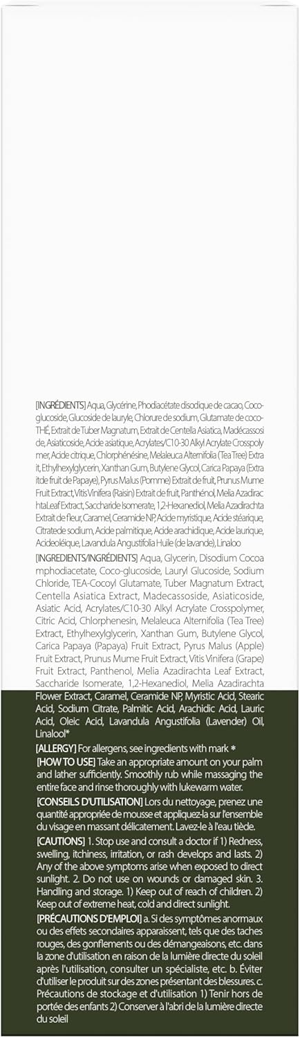 d'Alba Nettoyant Végétalien équilibré pour la peau à la truffe blanche italienne, gel nettoyant à pH doux, nettoyant hydraté et non raffermissant, Soin de la Peau Coréen