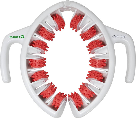 TESMED CELLULITE – Masseur manuel anti-cellulite, Made in Italy, breveté, à triple action mécanique avec rouleaux qui soulèvent, resserrent et relâchent la peau (Rose)
