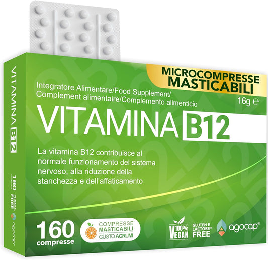 Vitamina B12,1000µg. B12 Vitamine 160 Comprimés - Soutient le Système Nerveux. Vitamine B12 Adulte, Énergie, Immunité, Métabolisme. Vegan, Natural