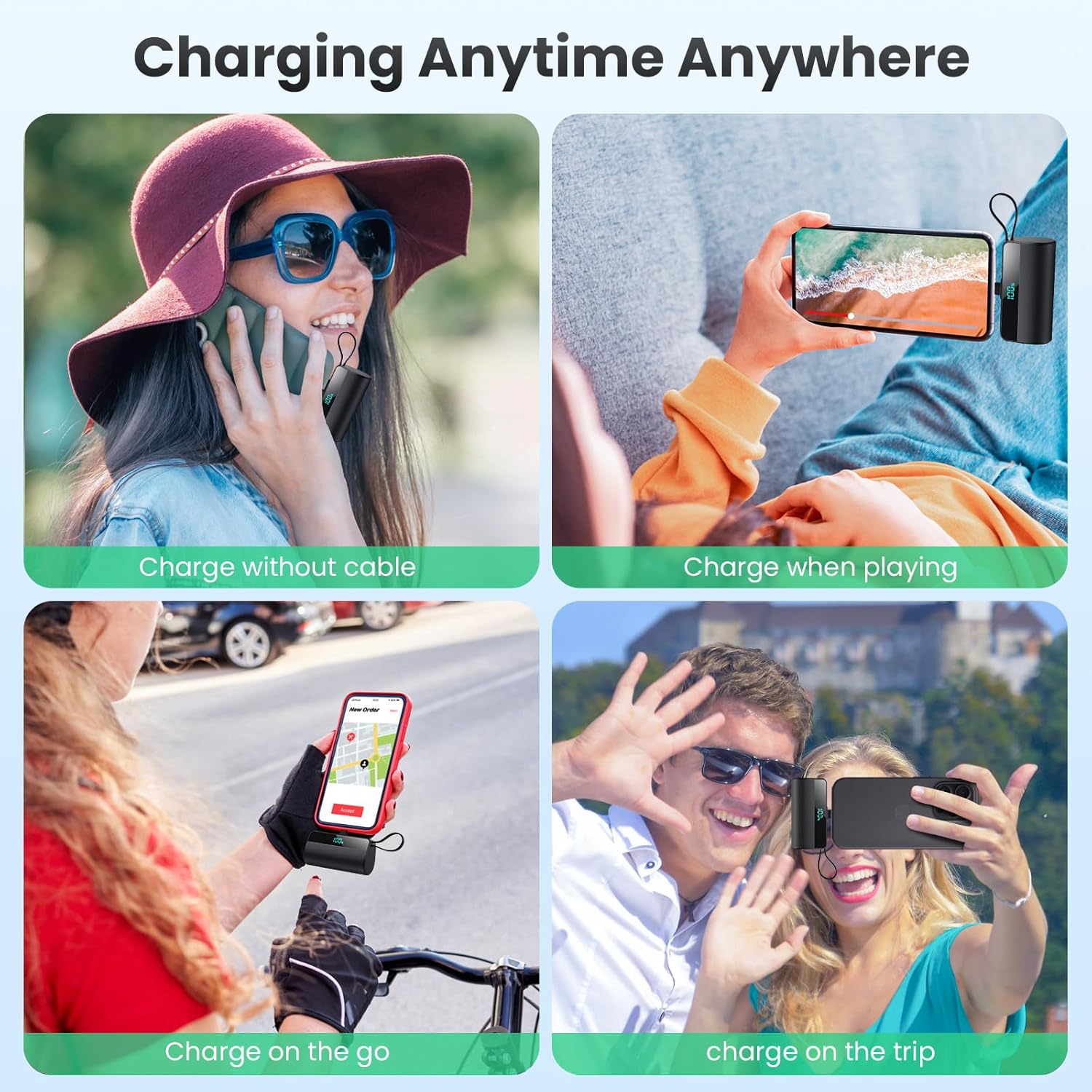 Batterie Externe pour iPhone, 5500mAh Mini Power Bank avec Câble USB C Intégrés, 20W PD Charge Rapide Chargeur Portable Écran LCD Batterie Portable Compatible avec iPhone 16/15/14/13/12/11/X/8/7/6 etc