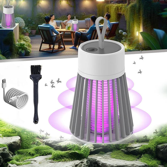 Mozz Guard, Lampe Anti-Moustiques Rechargeable USB - Attraction à 360 Degrés, Profitez d'un Confort sans Moustiques, Portable & étanche Lampe MozzGuard avec Lampe Camping Intégrées (Grey)