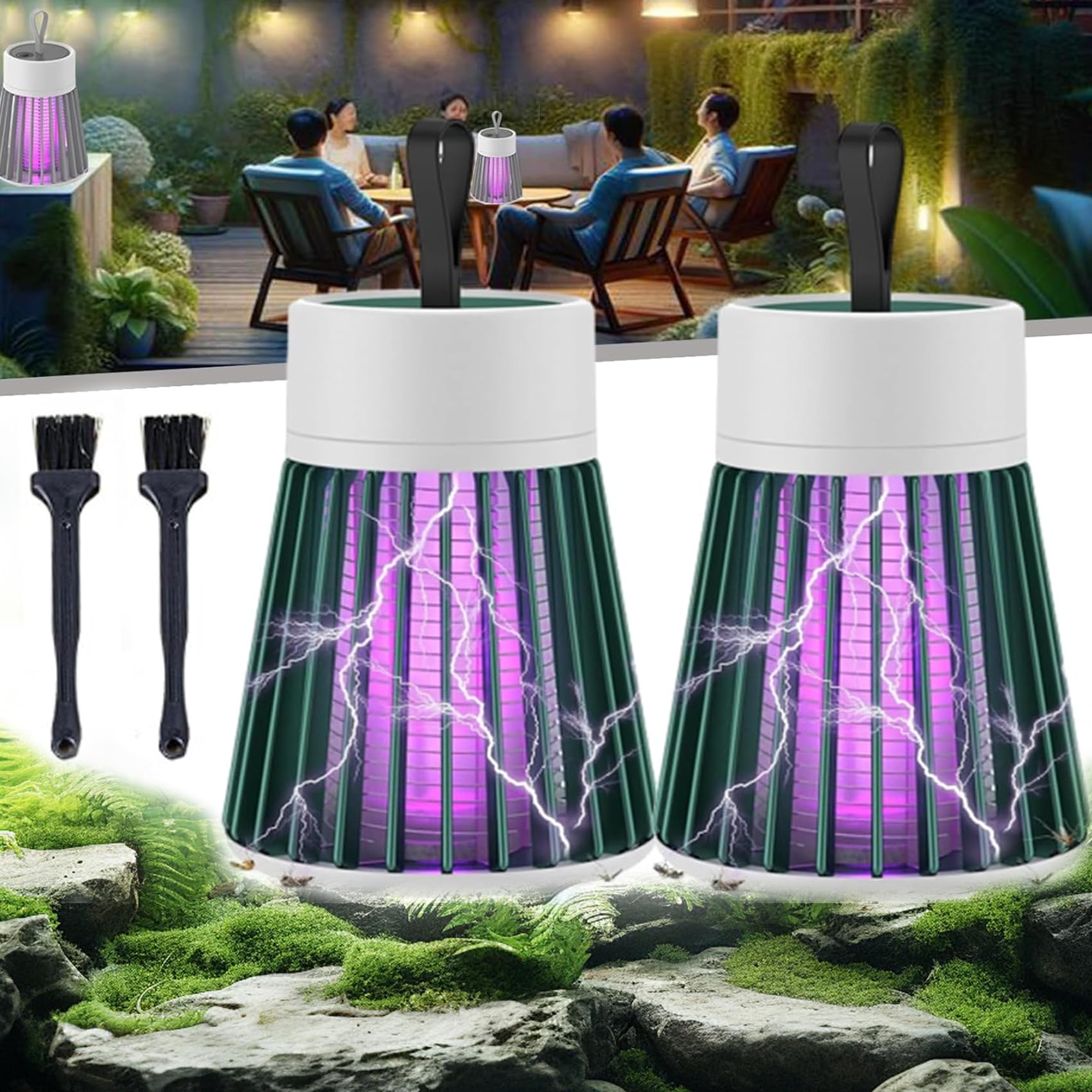 Mozz Guard, Lampe Anti-Moustiques Rechargeable USB - Attraction à 360 Degrés, Profitez d'un Confort sans Moustiques, Portable & étanche Lampe MozzGuard avec Lampe Camping Intégrées (Grey)