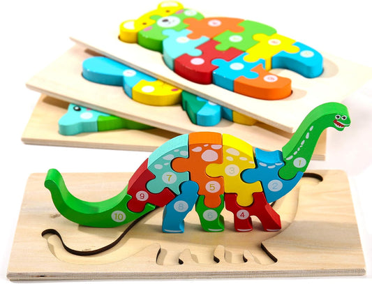 Montessori Mama Wooden Toddler Puzzles for Kids Ages 3-5 | Montessori Toys for Toddlers 3 Years Old | Wooden Puzzles for Toddlers 3-5 Years | 4-Pack Toddler Puzzle Toddler Toys