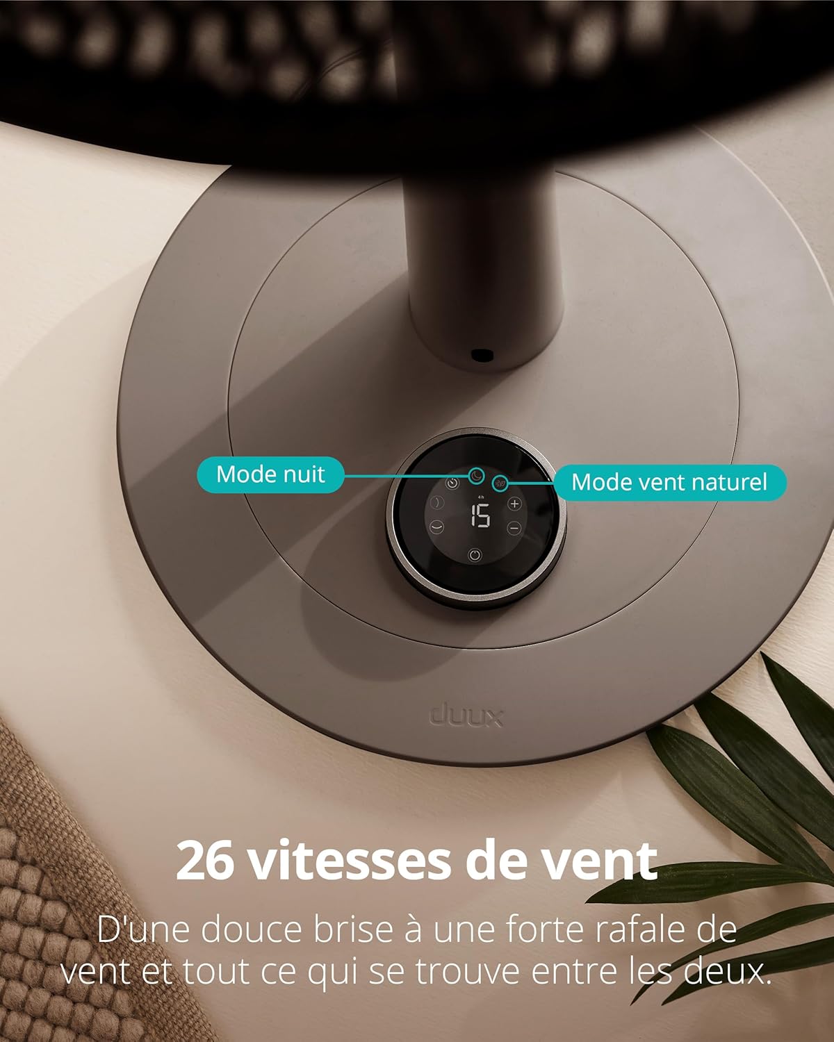 Duux Whisper 2 Gris - Ventilateur silencieux sur pied - Ventilateur sur pied avec télécommande, Minuterie et 26 vitesses - Hauteur réglable 73-95 cm - Oscillation automatique