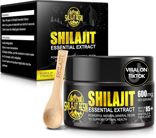 Shilajit Original Himalaya, Résine Shilajitn Hautement Concentrée, Résine Shilajit Naturelle, avec Plus de 85 Oligo-Éléments et Acide Fulvique, pour Homme et Femme (50G)