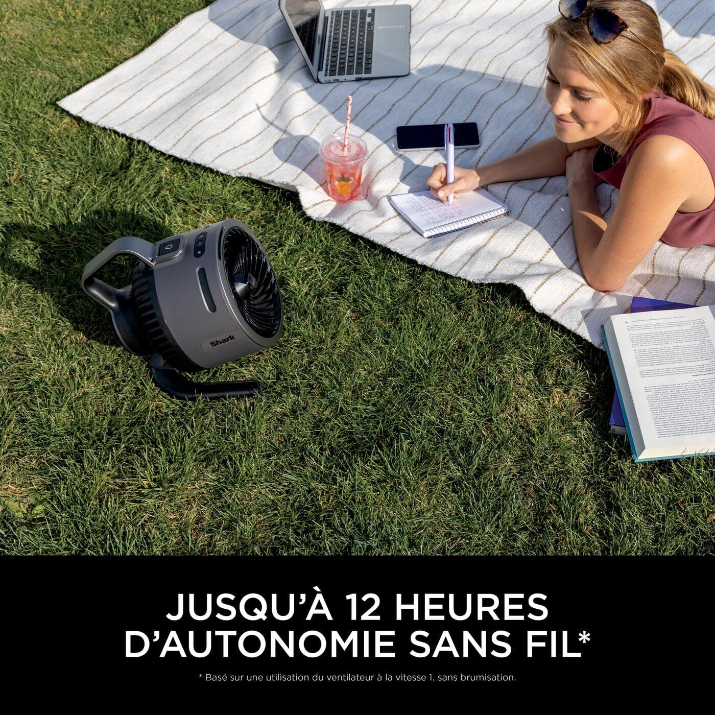 Shark FlexBreeze HydroGo, ventilateur brumisateur portable, rafraîchisseur d'air silencieux intérieur/extérieur, discret et durable, avec/sans fil, léger, flux d’air jusqu’à 20 m, charbon FA050EU
